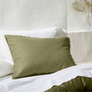New Casaluna Pillow Sham Linen Blend Heavyweight King Moss Green